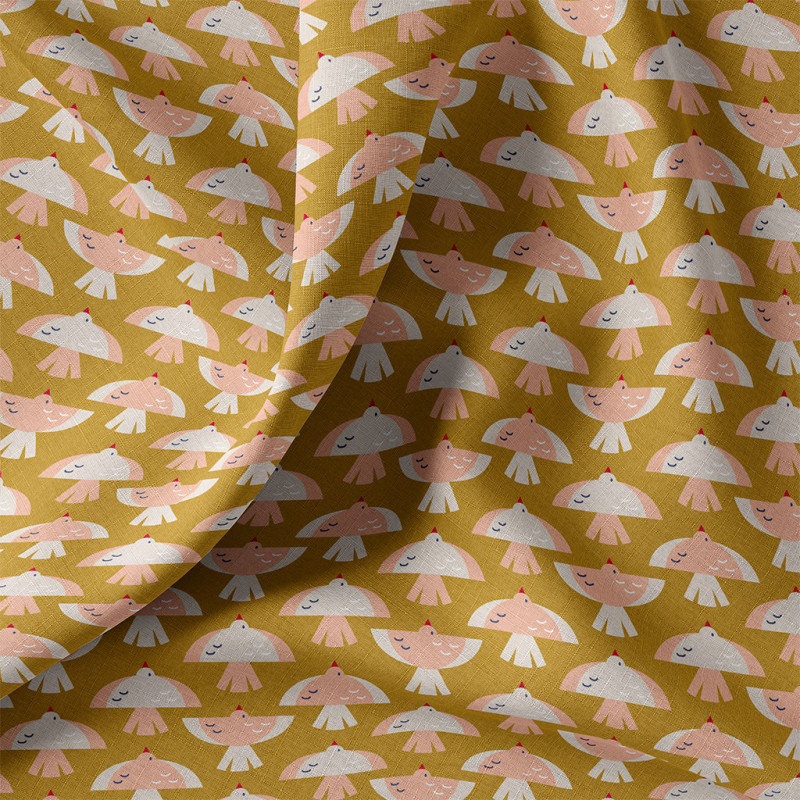 Printed Cotton OIBI Yellow / Pink